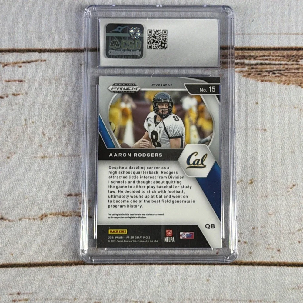 2021 Panini Prizm Draft Picks Aaron Rodgers #15 Red Ice CSG 10 Cert 1027881172